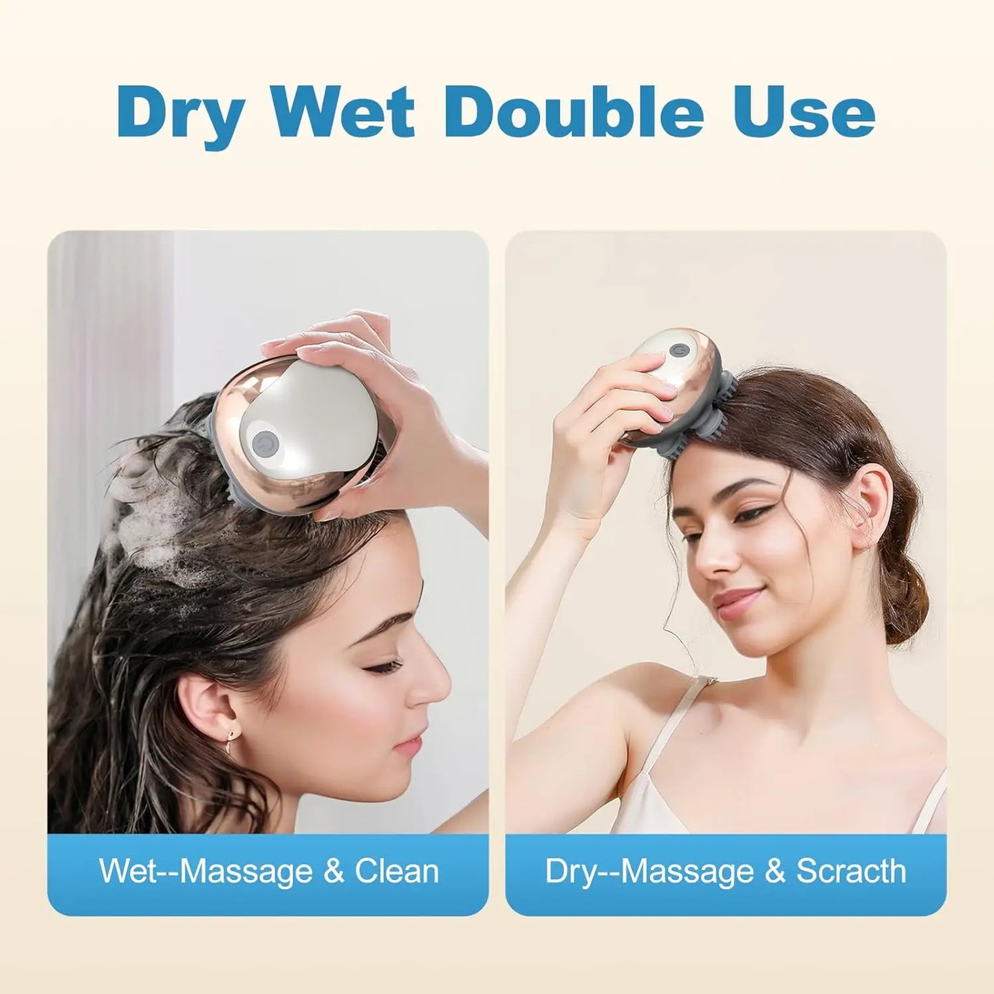 Masseur de cuir chevelu électrique portable, masseur de cuir chevelu portable, gratte-tête pour un massage complet du corps, nettoyage en profondeur et relaxation du stress.