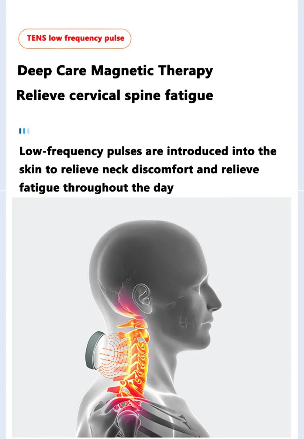 "Appareil de massage cervical intelligent – Massage électrique à impulsions basse fréquence, physiothérapie, relaxation, compresse chaude et massage par vibration."