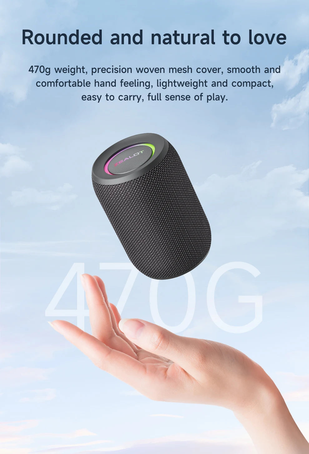 ZEALOT-S32PRO Enceinte portable Bluetooth 5.2 d'extérieur, étanche, sans fil, mini colonne TWS, carte TF