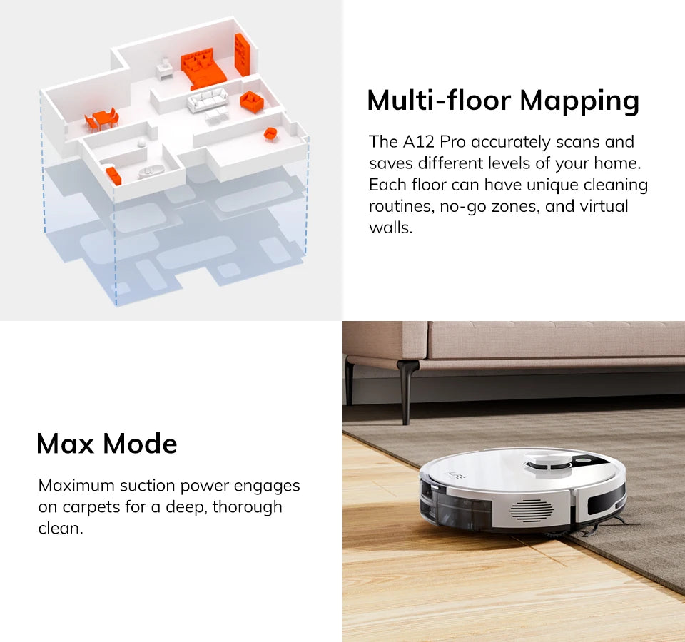 🤖 ILIFE A12 Pro – Robot Aspirateur et Laveur avec Navigation LIDAR