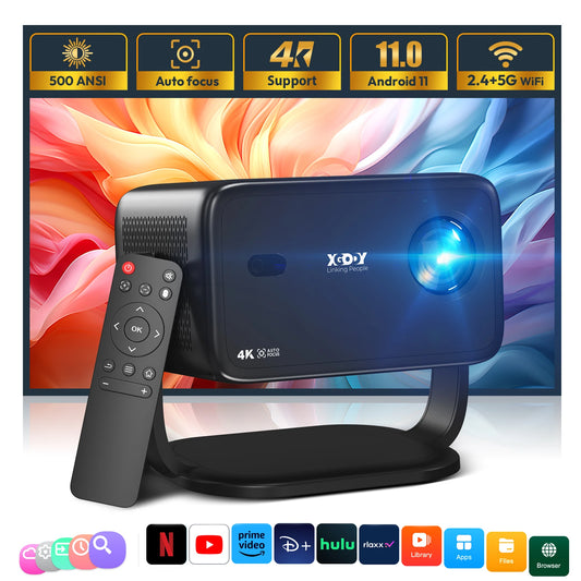 Projecteur XGODY 18 000 lumens 4K natif 1080P WiFi 6 Android Projecteurs AI Auto Focus HD Home Cinéma Cinéma