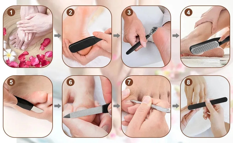 👉 Kit de pédicure en acier inoxydable – Peeling, exfoliation, éliminateur de callosités
