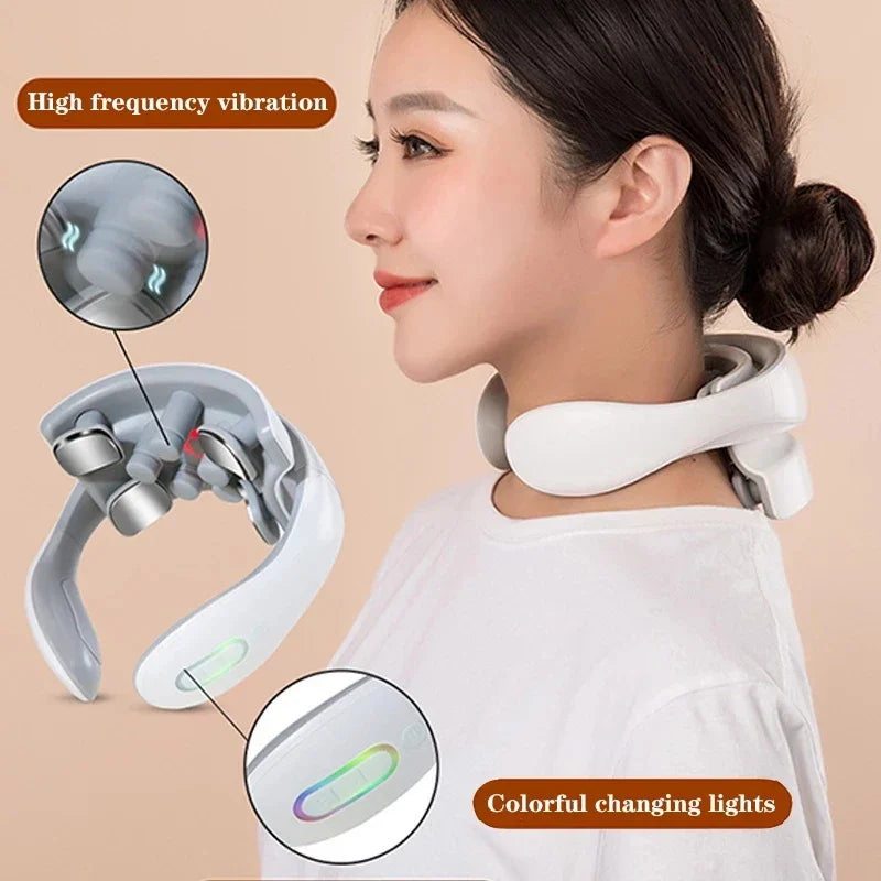 "Appareil de massage cervical intelligent – Massage électrique à impulsions basse fréquence, physiothérapie, relaxation, compresse chaude et massage par vibration."