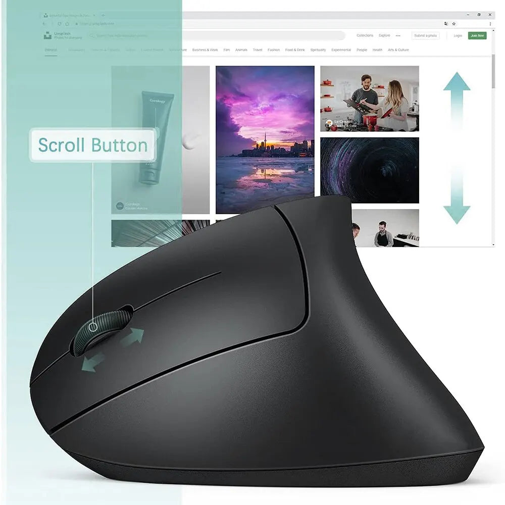 Souris verticale ergonomique sans fil 2,4 GHz, souris optique avec 3 DPI réglables (800/1200/1600).
