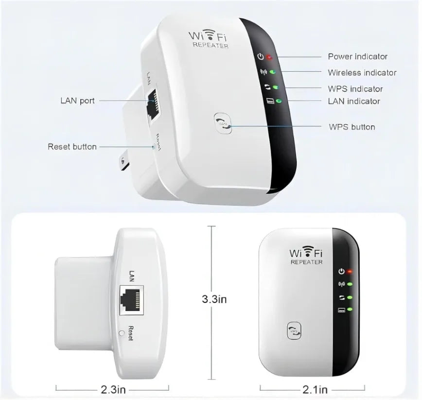 📶 WiFi Extender – Amplificateur de Signal 300 Mbps avec Port Ethernet RJ45