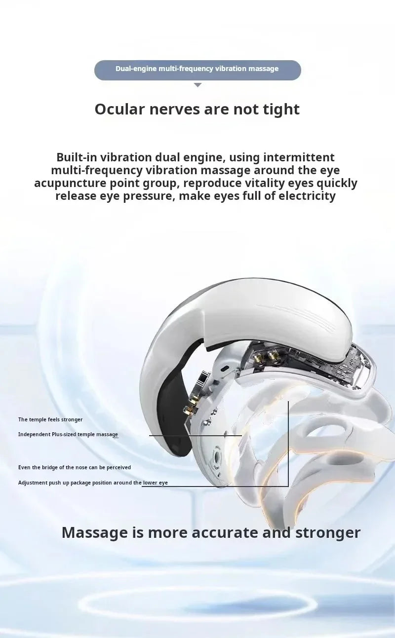 "Appareil de massage oculaire intelligent à température constante – Sans fil, Bluetooth, musique, massage 3D par airbags, soulage la fatigue des yeux."