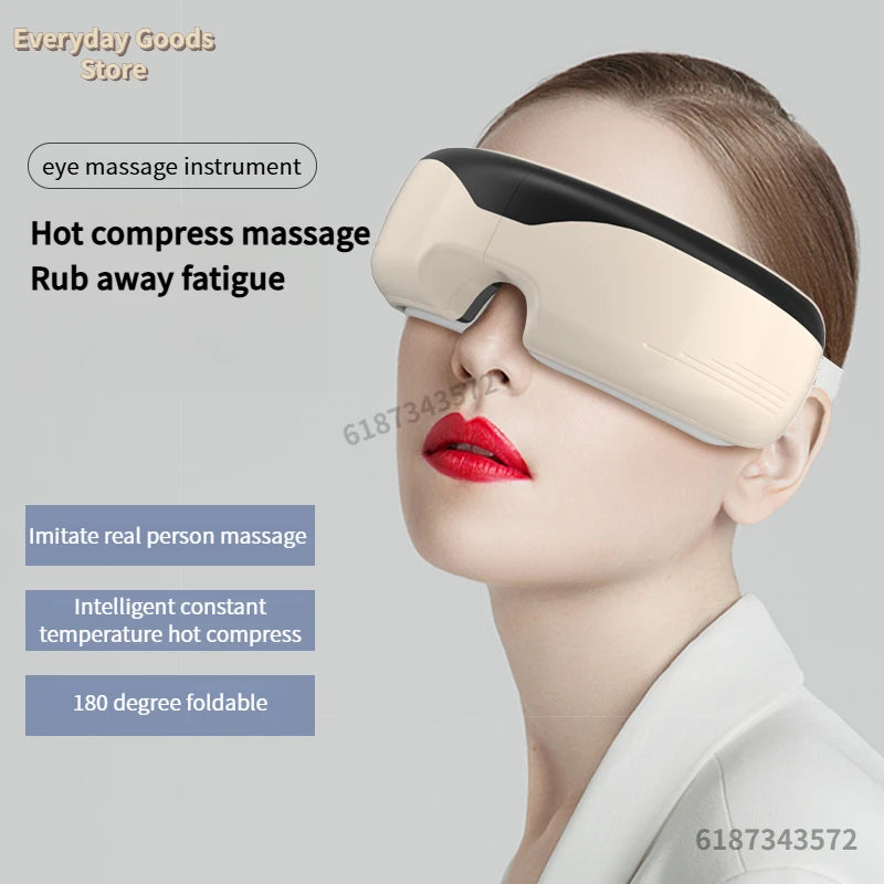 "Appareil de massage oculaire intelligent à température constante – Sans fil, Bluetooth, musique, massage 3D par airbags, soulage la fatigue des yeux."