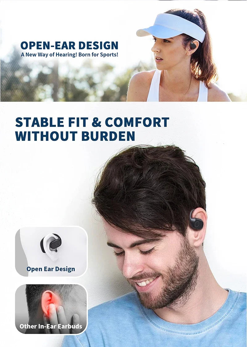 UYUXIO Écouteurs à Conduction Ouverte Bluetooth 6.0 Sans Fil – Écouteurs de Sport avec Affichage Numérique, 40 Heures d’Autonomie, Idéals pour les voyages.