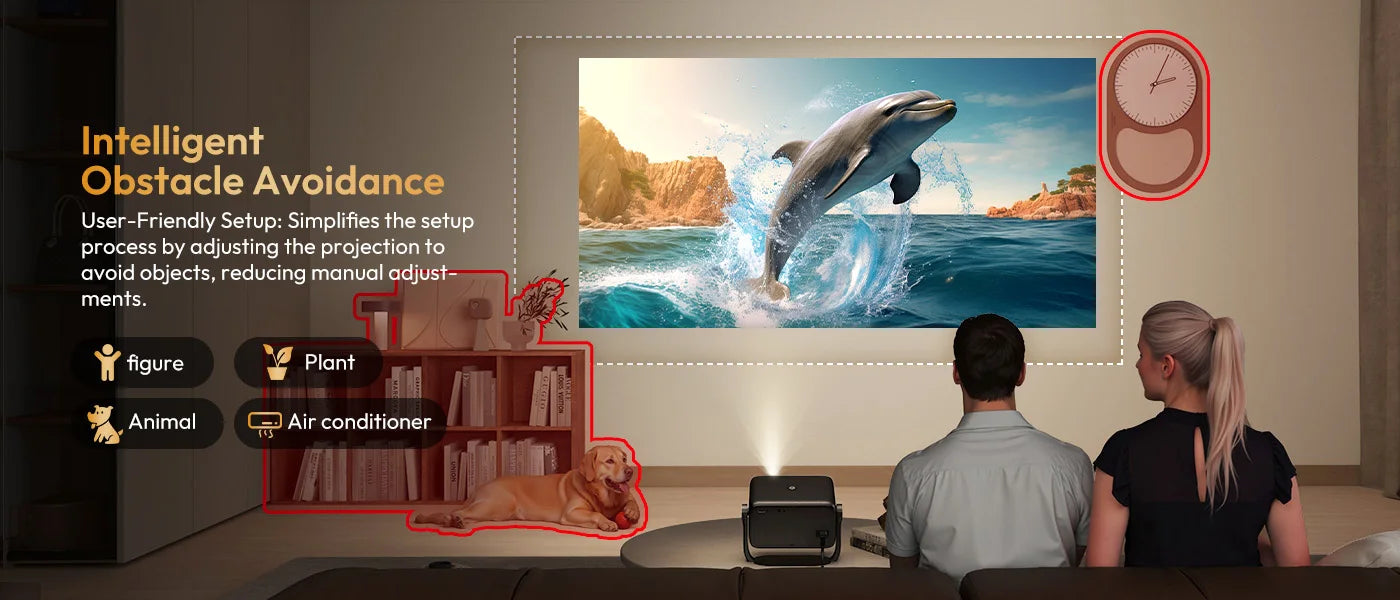 Projecteur XGODY 18 000 lumens 4K natif 1080P WiFi 6 Android Projecteurs AI Auto Focus HD Home Cinéma Cinéma