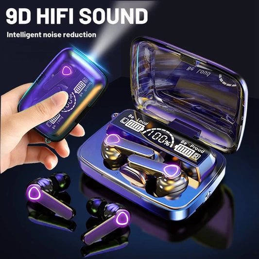 Écouteurs intra-auriculaires Bluetooth M19 d'origine, sans fil, tactiles, intelligents, avec écran LED et miroir, chargement par le haut-parleur.