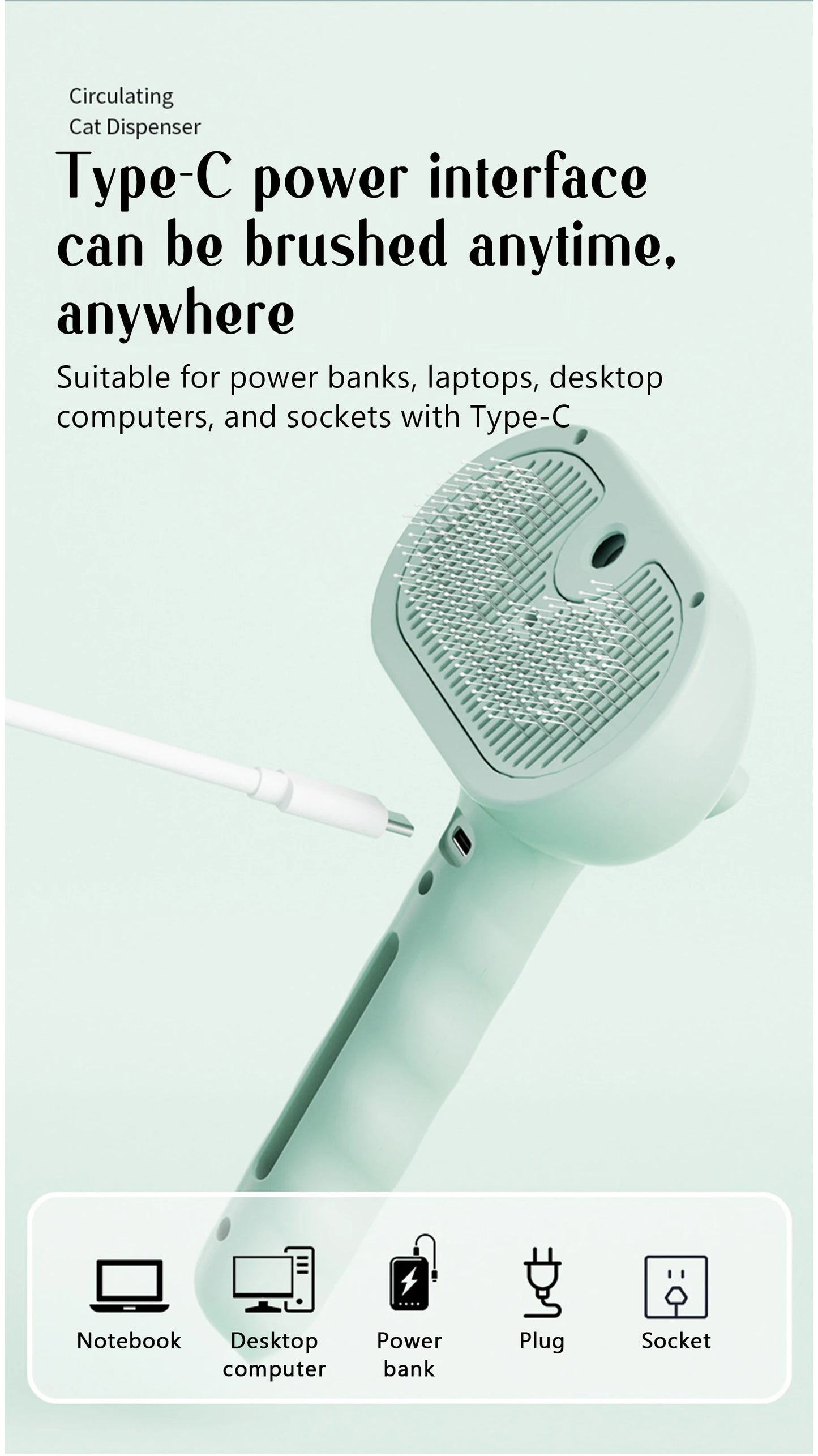 Brosse à vapeur pour animaux – Peigne de massage à tête ronde sécurisée, dents souples, vaporisateur intégré, brosse anti-perte de poils pour chiens et chats, accessoire universel pour animaux de compagnie