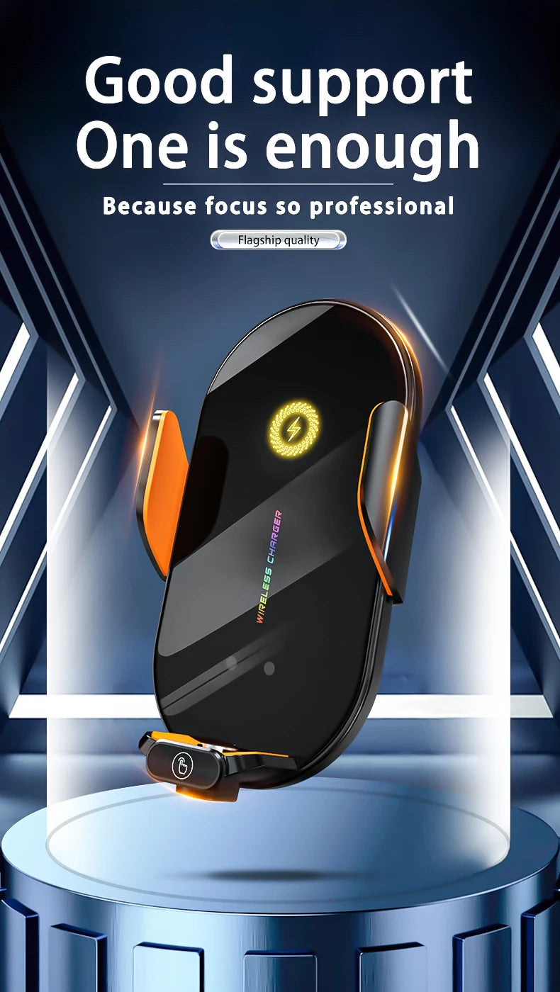 👉 Support de téléphone sans fil pour voiture – Station de charge rapide 66W avec capteur infrarouge automatique, compatible iPhone 15 / 14 / 13 / 12, Samsung et Xiaomi