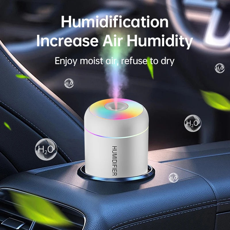 Mini humidificateur d’air 180 ml — Diffuseur d’arômes électrique USB, purificateur d’air aux huiles essentielles, générateur de brume pour aromathérapie, avec lumières, idéal pour voiture, maison ou chambre.