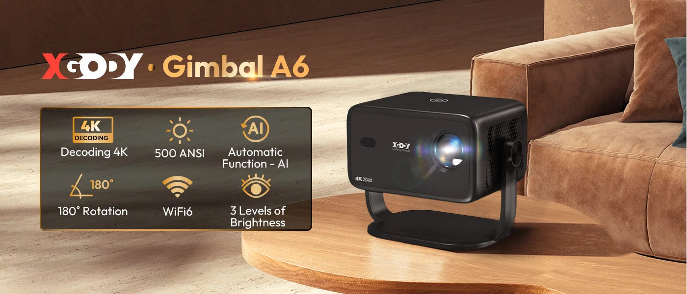 Projecteur XGODY 18 000 lumens 4K natif 1080P WiFi 6 Android Projecteurs AI Auto Focus HD Home Cinéma Cinéma