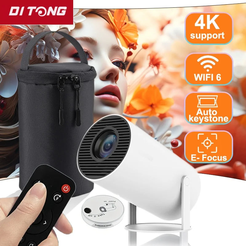 Projecteur DITONG HY300 Plus Android 4K 1280*720P Double Wifi 300ANSI Vidéo Cinéma Extérieur Portable maison HD LED HY300 Pro Projecteur