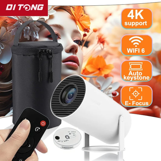 Projecteur DITONG HY300 Plus Android 4K 1280*720P Double Wifi 300ANSI Vidéo Cinéma Extérieur Portable maison HD LED HY300 Pro Projecteur
