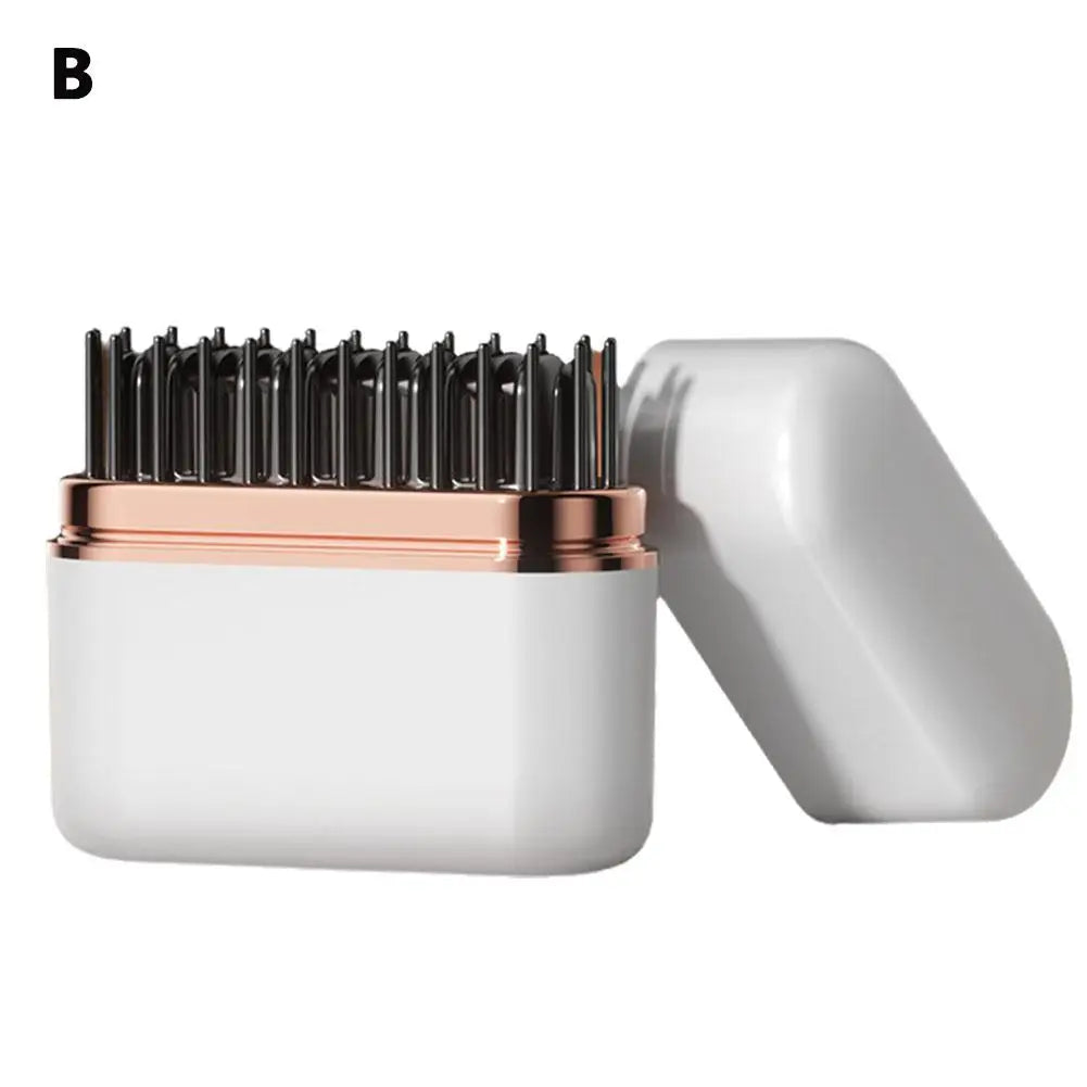 Lisseur de cheveux mini portable – Brosse lissante ionique rechargeable USB Type-C, peigne anti-brûlure à chauffage rapide. Utilisation au bureau en promenade