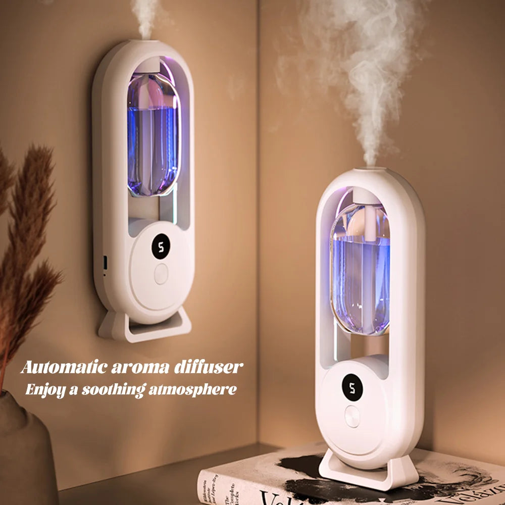Diffuseur d’arômes portable rechargeable — Machine d’aromathérapie aux huiles essentielles, désodorisant à pulvérisation programmée (5 modes) pour éliminer les mauvaises odeurs et rafraîchir l’air.