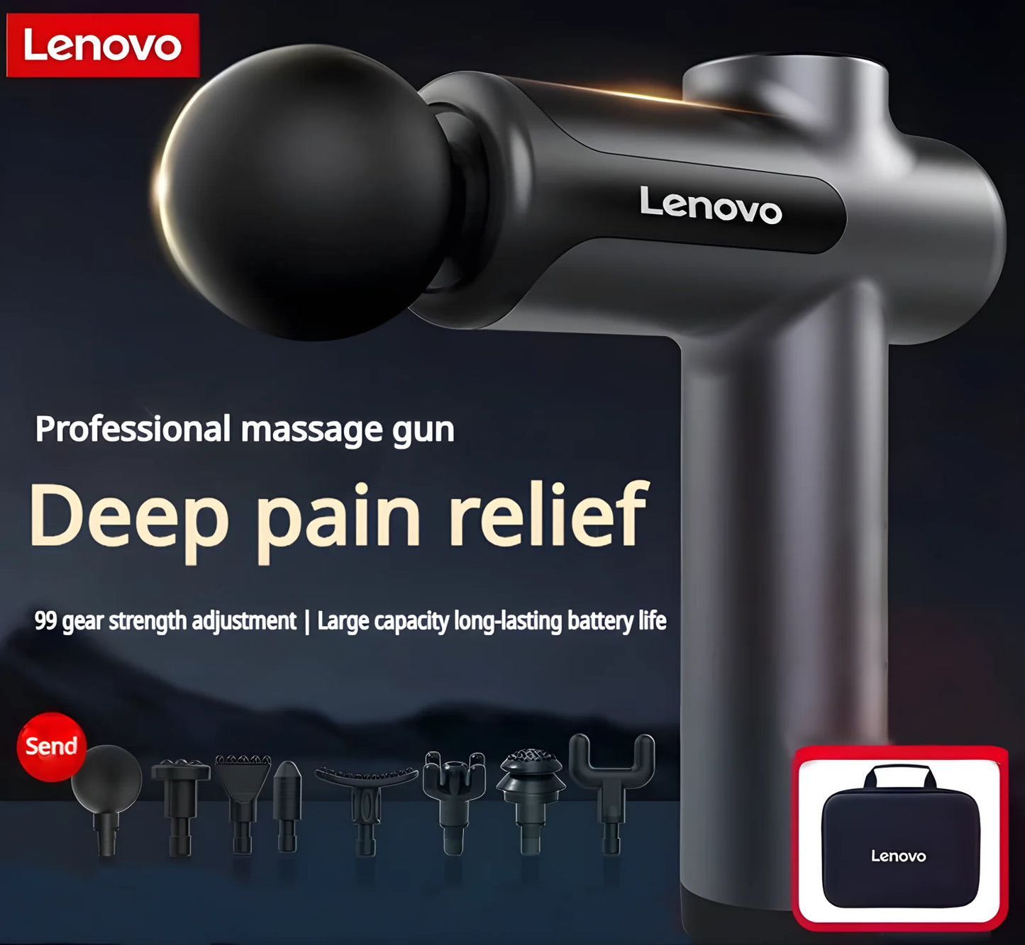 Pistolet de massage Lenovo – Soulagement en profondeur des douleurs musculaires  ✅