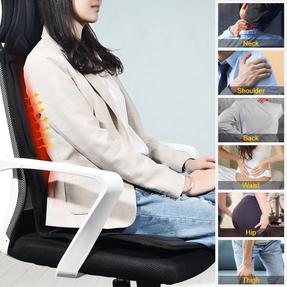 💺 Coussin de Massage Électrique Infrarouge – Corps Entier, Chauffant & Vibrant
Pour le Dos, la Nuque et les Lombaires – Utilisation à la Maison, au Bureau ou en Voiture
