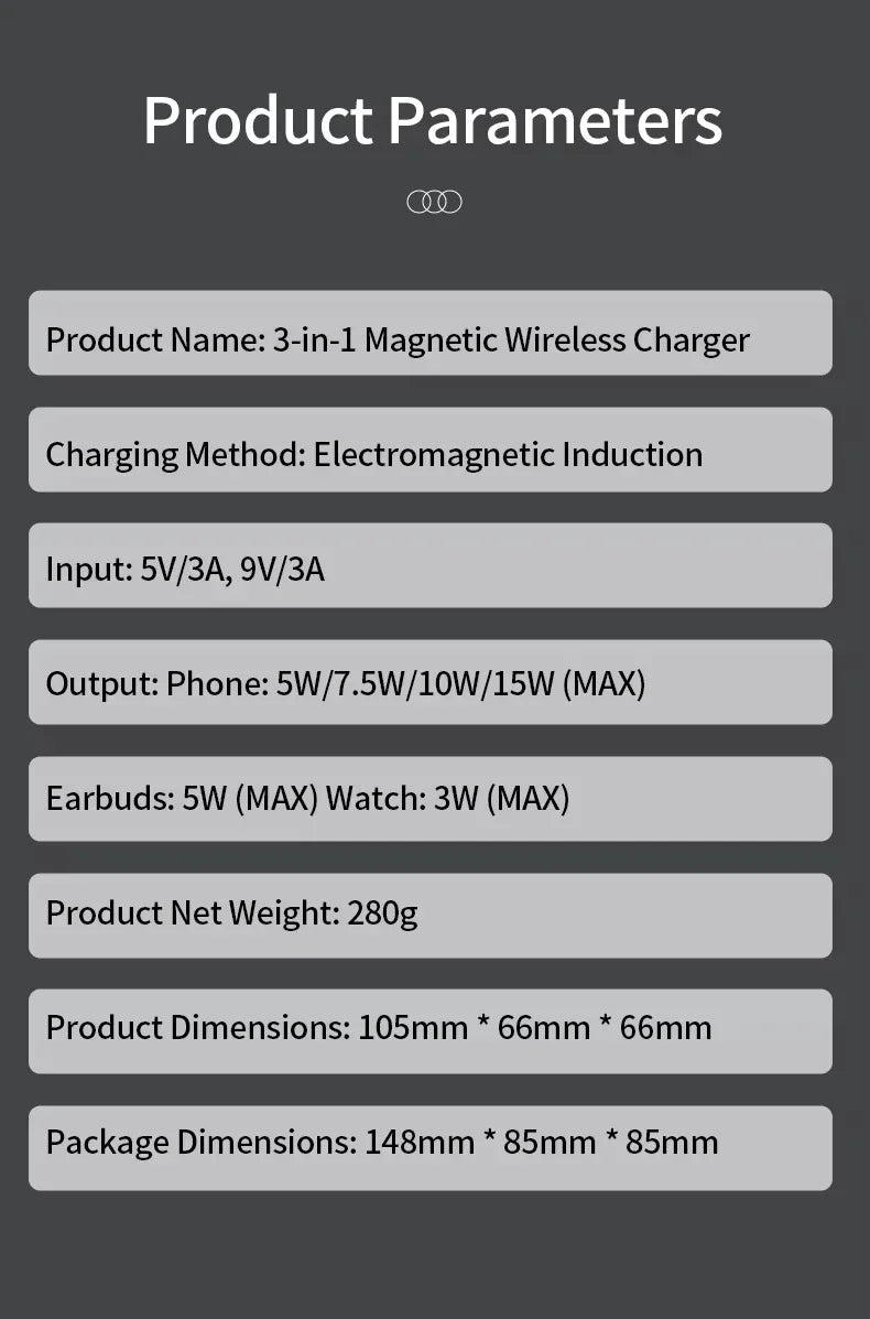 👉 Nouveau chargeur sans fil automatique à toucher magnétique multifonction 3 en 1 pour iPhone 16 / 15 / 14 / 13 Pro Max, Apple Watch et AirPods