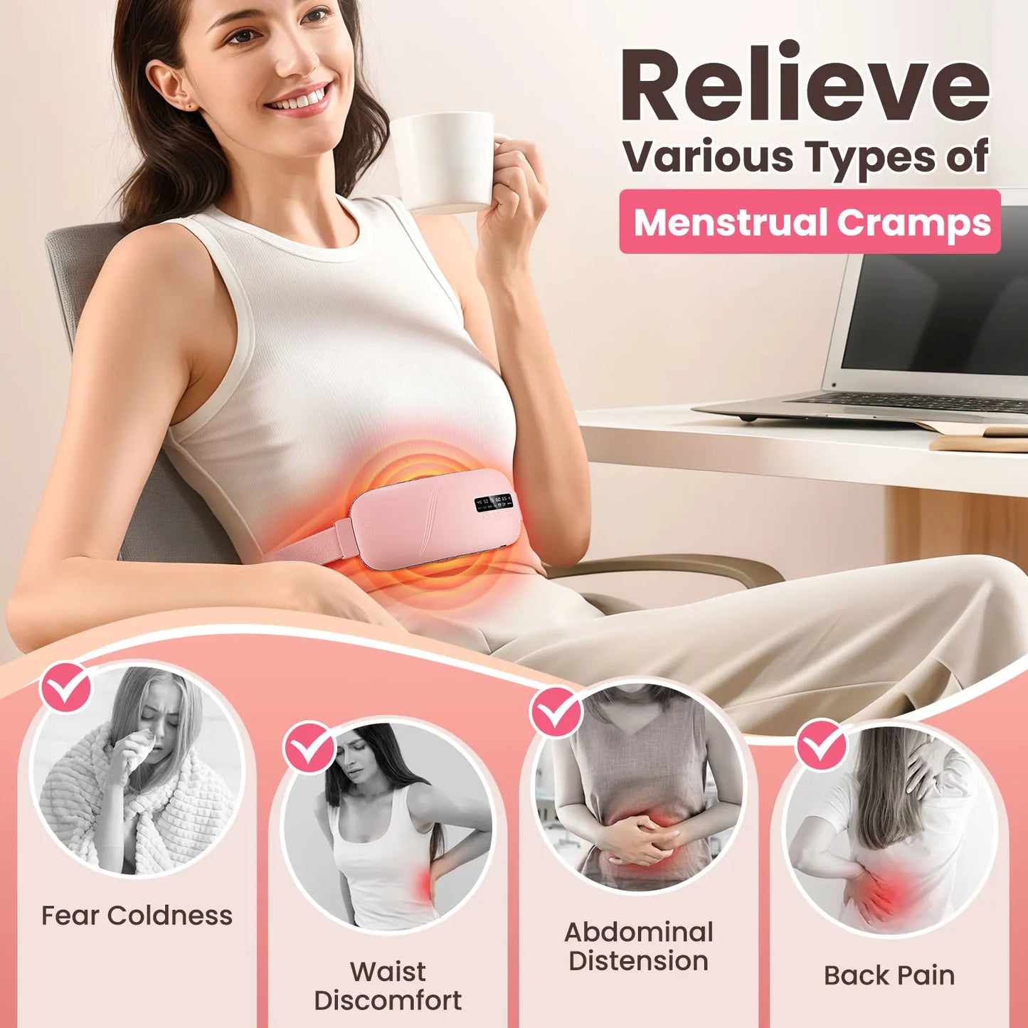 Ceinture de massage chauffante électrique pour les crampes menstruelles