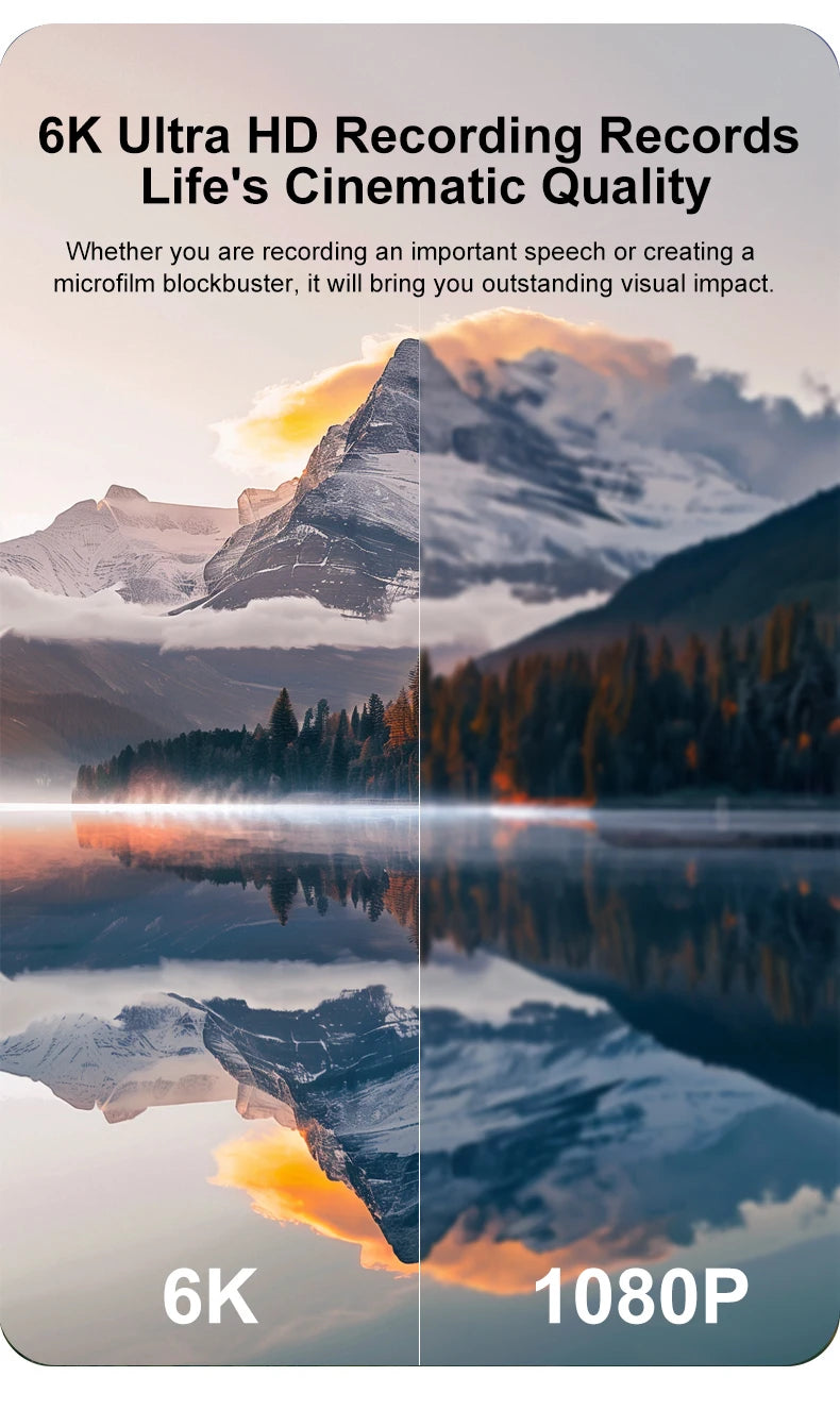 Appareil photo numérique compact Ourlife — Appareil photo 6K avec Wi-Fi, Webcam vintage, caméscope Vlog/YouTube, 64 Mpx, zoom 16x.