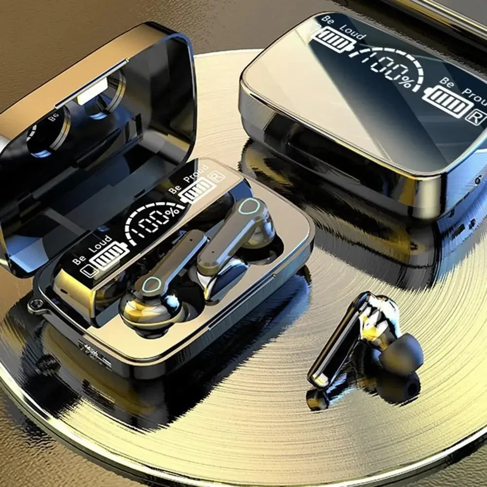 Écouteurs intra-auriculaires Bluetooth M19 d'origine, sans fil, tactiles, intelligents, avec écran LED et miroir, chargement par le haut-parleur.