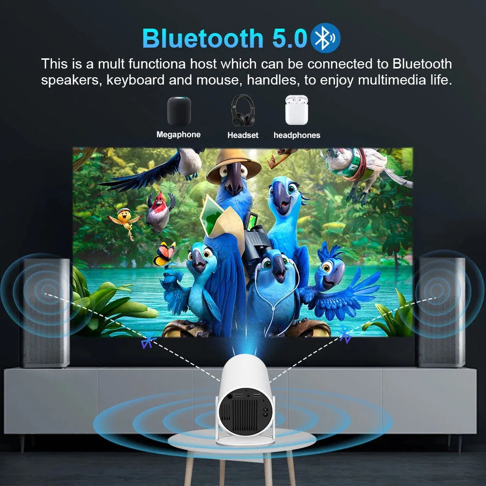 Projecteur DITONG HY300 Plus Android 4K 1280*720P Double Wifi 300ANSI Vidéo Cinéma Extérieur Portable maison HD LED HY300 Pro Projecteur