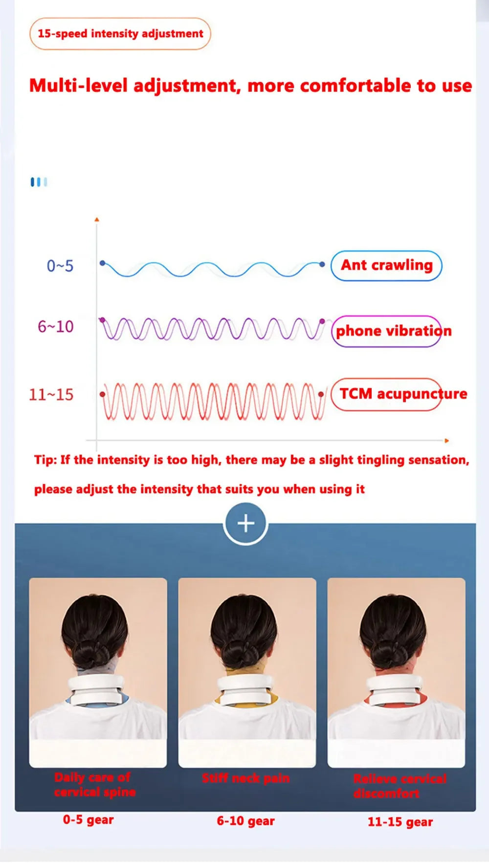 "Appareil de massage cervical intelligent – Massage électrique à impulsions basse fréquence, physiothérapie, relaxation, compresse chaude et massage par vibration."